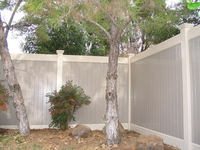 Trees Near Vinyl Fence